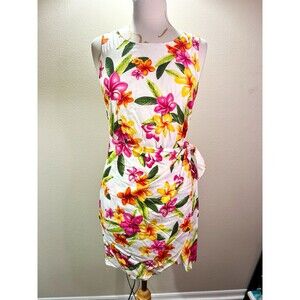 Two Palms Dress Size S Vintage 80's Women Bright Floral Soft Feminine Mini Dress